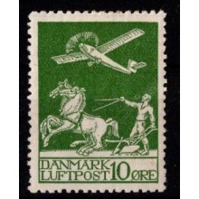 Gammel Luftpost - Danmark - Frimærke - 10 øre grøn - AFA 144 - Postfrisk.